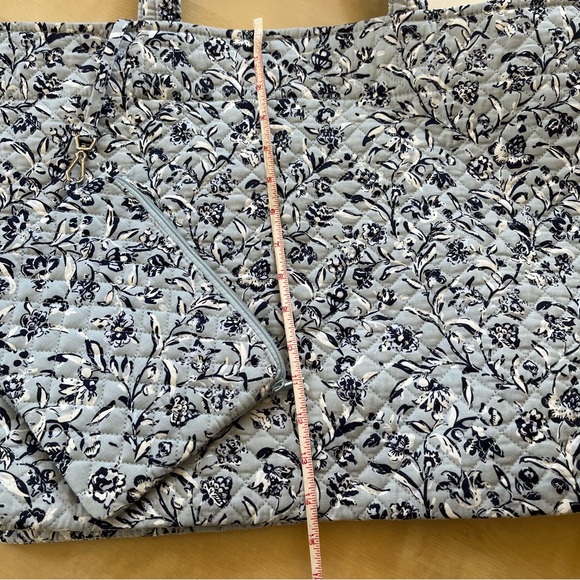 Vera Bradley Light Blue and Navy Quilted Floral Tote with Zip Pouch - Picture 9 of 14